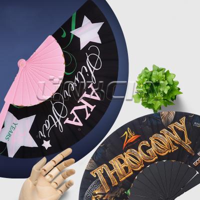 Wholesale Custom Printed Plastic Nylon Accordion Hand Fan