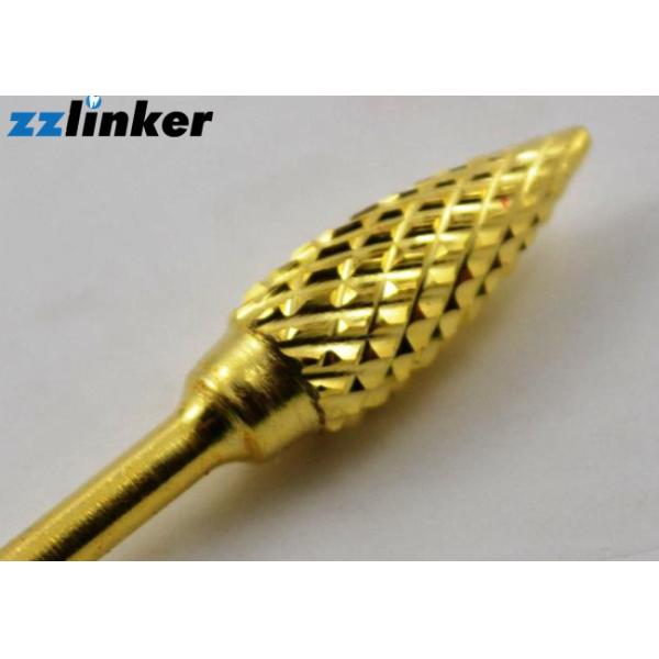 Dental Micromotor Golden Tungsten Carbide Drills Hardened Stainless Steel Material