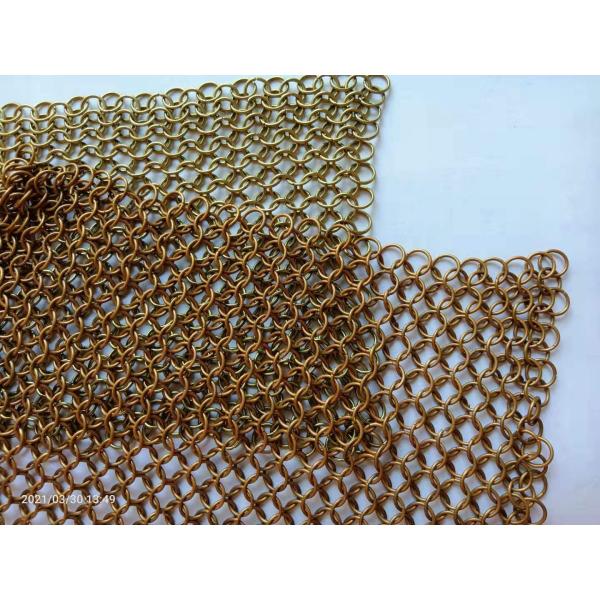 Copper Color Chainmail 1mm Metal Ring Mesh For Interior And Exterior Curtain