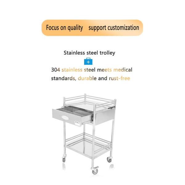 Easy Cleaning Stainless Steel Instrument Trolley With Nursing Cart And Clinical Equipment