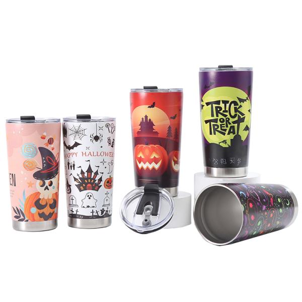 304 Stainless Steel 20oz Capacity Halloween Design 3D Printed Car Beer Cup Thermos