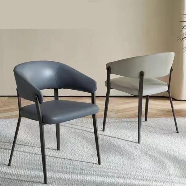 Modern Upholstered Chairs Metal Leg Nordic Style Dining Chair Leather