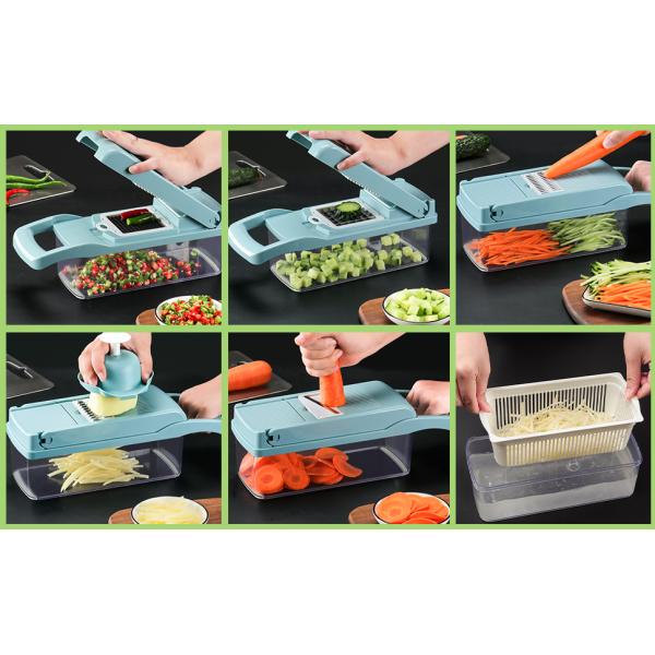 Custom Logo Stainless Steel 8 Blades Potato Onion Food Chopper Mandoline Vegetable Slicer