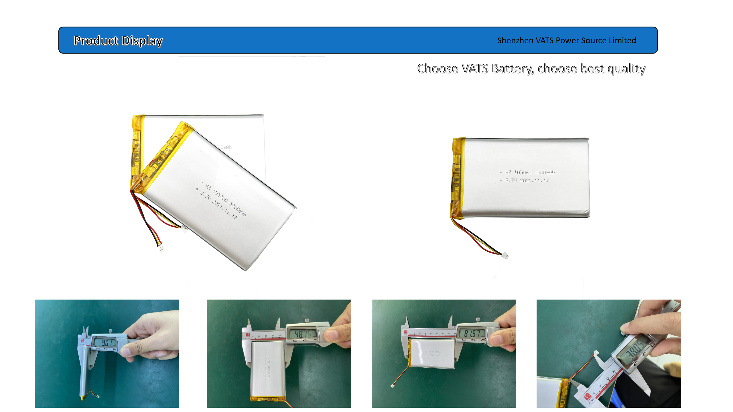 105080 3.7V 5000mAh Lithium Polymer Battery For Power Bank With UN38.3 MSDS