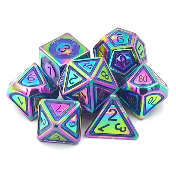 Zinc Alloy Metal Dice Set with Custom Colors and 14-20mm Size for DND & RPGs