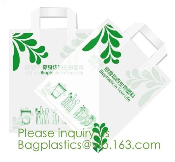 100% Compostable Shopper, Biodegradable handle handy Carrier Eco Bio starch plant Biodegradable T-Shirt Bags With Logo