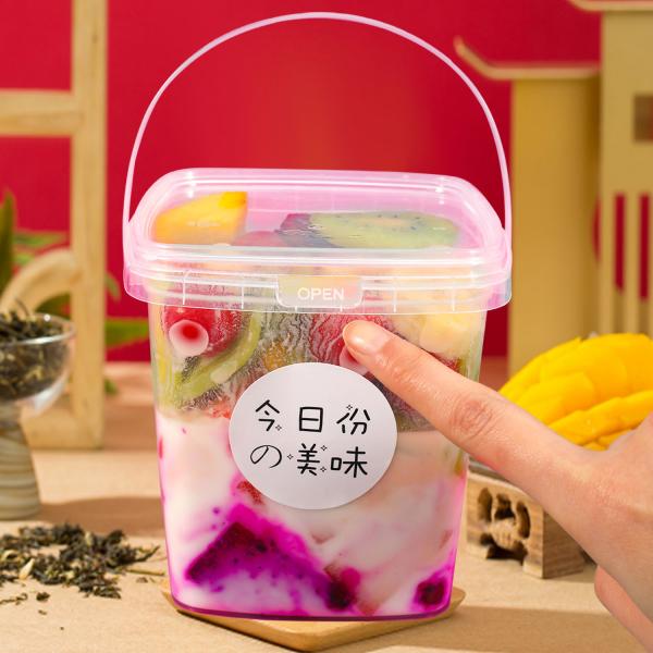 Transparent Plastic Round Custom Printed Ice Cream Candy Cookie Bucket With Lid for Milk