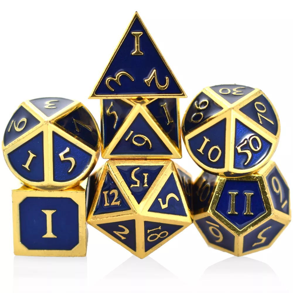 High Quality Zinc Alloy 7pcs Set Custom Logo Metal Dice for D&D RPG Dungeons Dragons