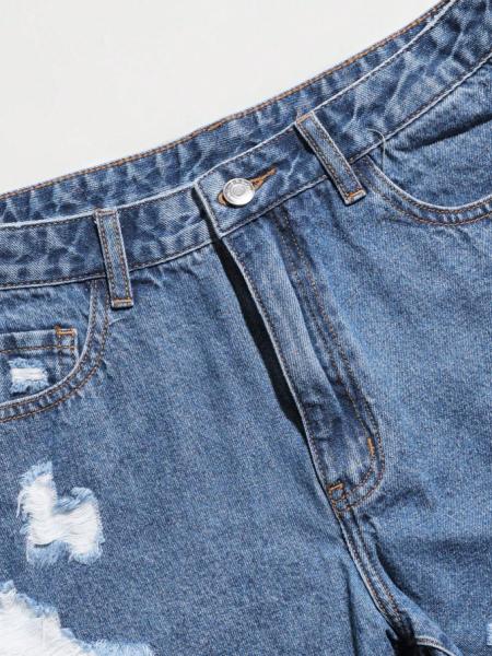 Dark blue ripped denim shorts