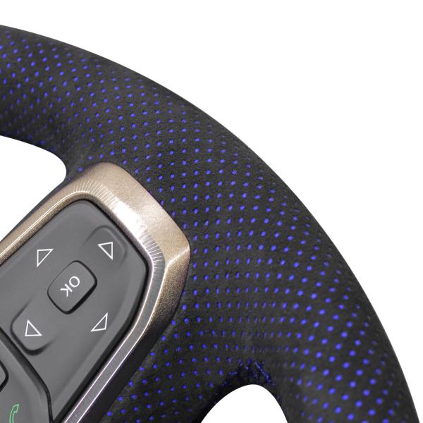 Hand Stitched Blue Luxurious Suede Steering Wheel Cover for Dodge RAM 1500 RAM 2019-2023