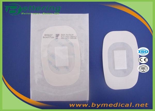 B0607 Medical permeamble sterile transparent breathable waterproof PU film IV wound dressing with absorbent pad