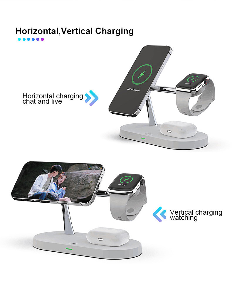 Multi-Functional 5-in-1 Wireless Charging Station with 2W Night Light and USB Output