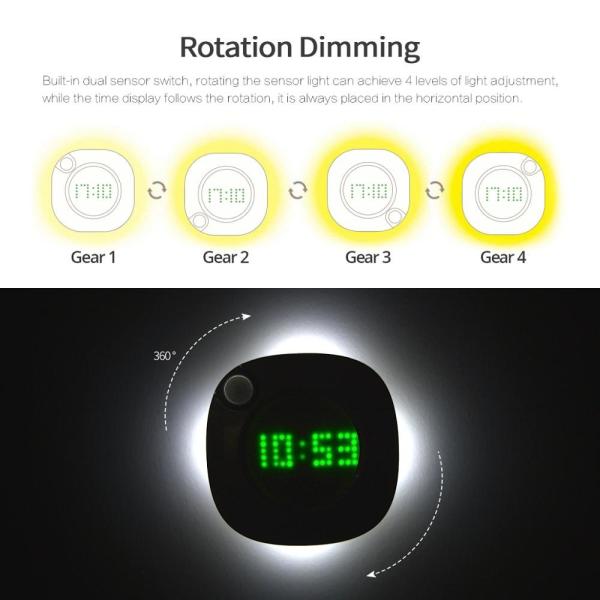 4500K Bathroom  Toilet Wardrobe Induction Night Light With Clock