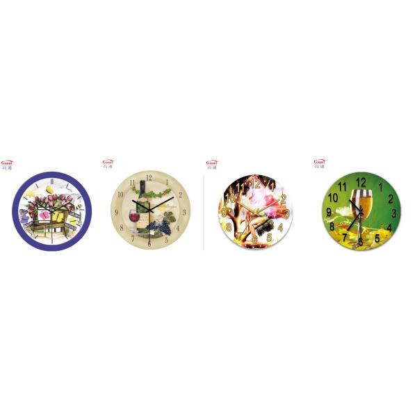 Home Wall Decoration Glass Wall Clock with Scenic Landscape Design and Oil Painting