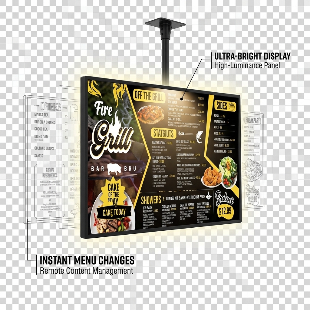 32 Inch Digital Menu Board with Cloud CMS Management and Multi Screen Sync for Dynamic Menu Updates