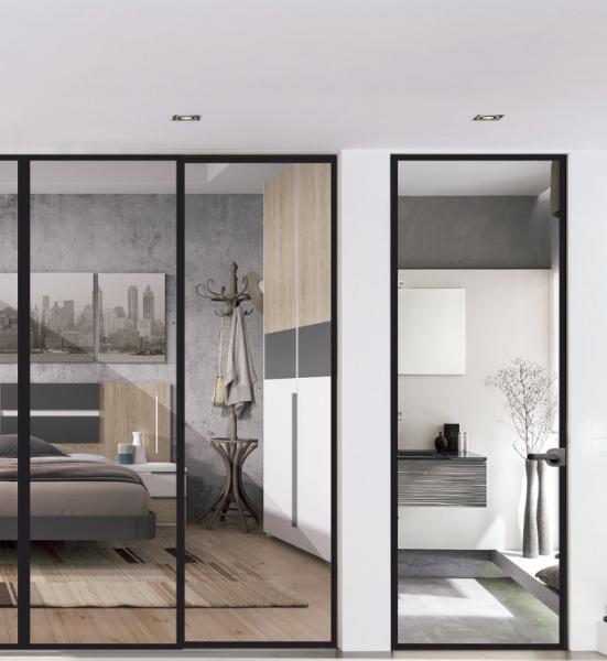 Narrow Frame Aluminum Tempered Clear Glass Slidng Door for House
