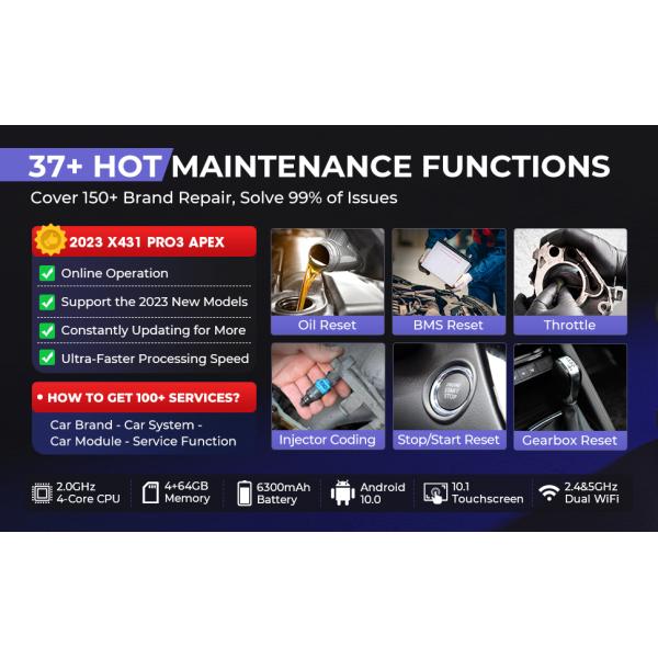 2024 Lançamento X431 PRO3 APEX 10 polegadas Scanner de diagnóstico