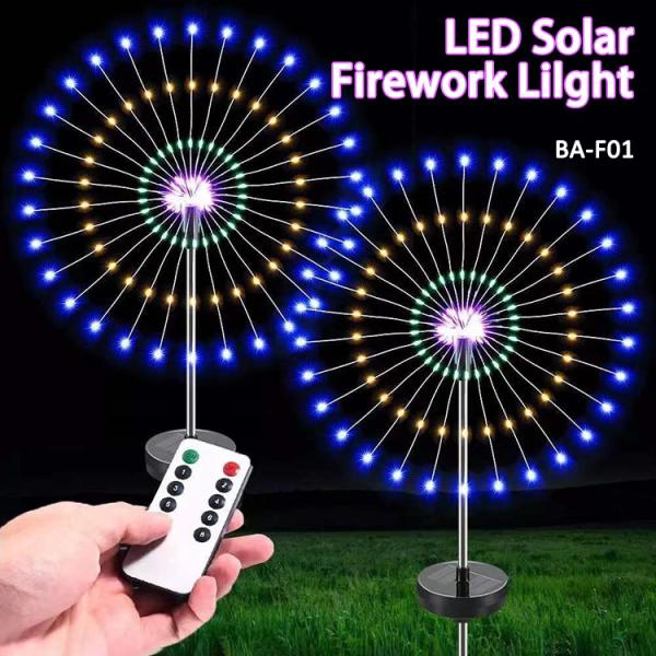 Landscape Outdoor LED Solar Firework Light DIY Waterproof For Yard Lawn