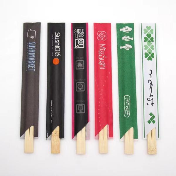 Bastões de bambu descartáveis ecológicos com impressão de logotipo personalizado em embalagem OPP