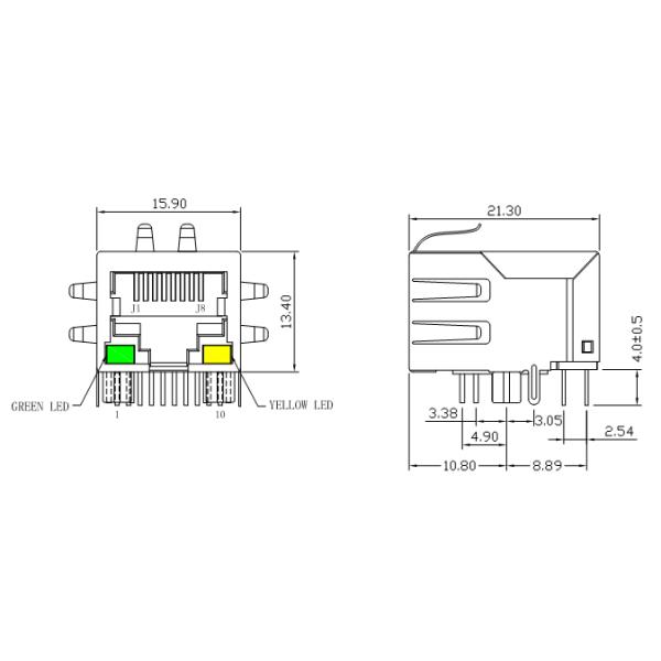 Estopa-T del zócalo 10/100/1000 de Gigabit Ethernet del conector del Pin Rj45 de RB1-125BAK1A 10