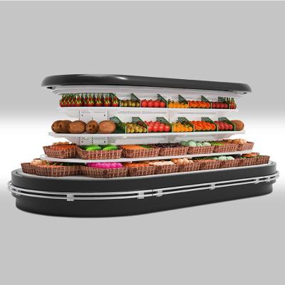 R404A Oval Type Supermarket Refrigeration Equipments Multideck Display Chiller