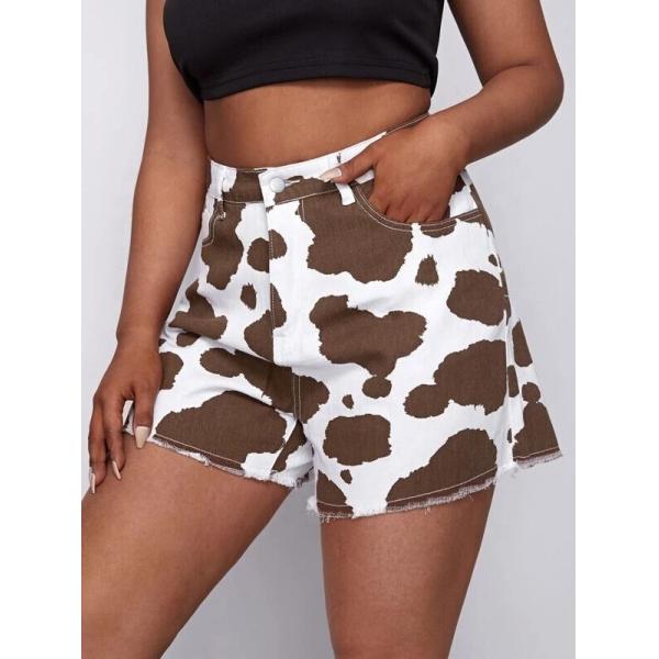 Classic Fashion Casual Pants Skinny Printed Short Jeans Milk Cow Print