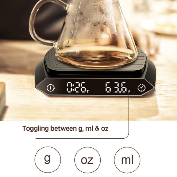 2KG/0.1G Digital Kitchen Scale with USB Charging and High Precision Sensor for Coffee and Baking