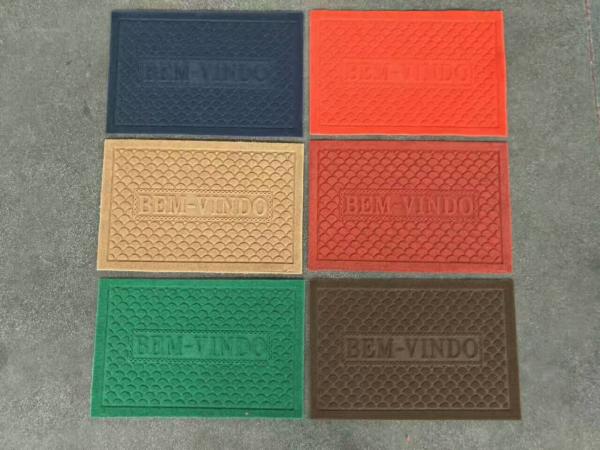Polyester Embossed Flat Door Mat , Personalized Door Mats PVC Backing