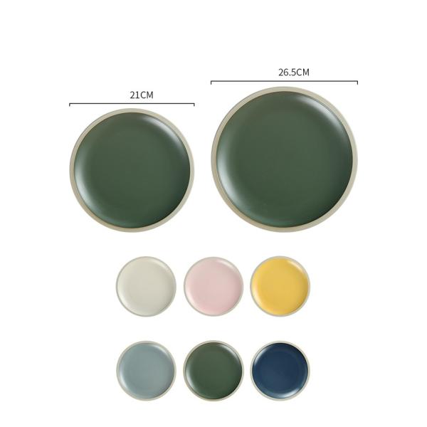 Round Plain Colored Craftsman Porcelain Plates Bubble Tea Juice Smoothie Bars