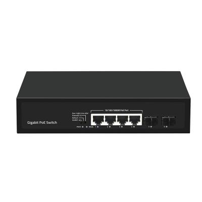 4 Port Gigabit SFP Fiber PoE Switch 60W Budget With VLAN 250-Meter Extension
