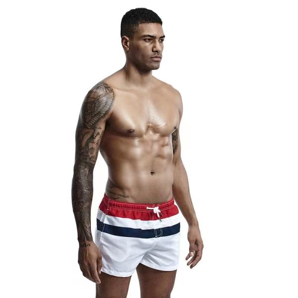 Troncos de nadada masculinos do lazer sexy listrado da casa do pugilista do short do roupa de banho dos homens da areia