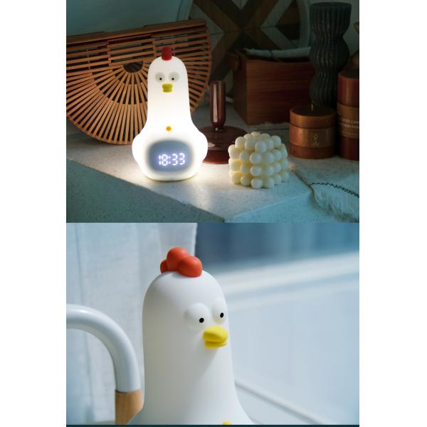 Relógio de alarme de frango Kung Fu para crianças com luz noturna e recursos inteligentes