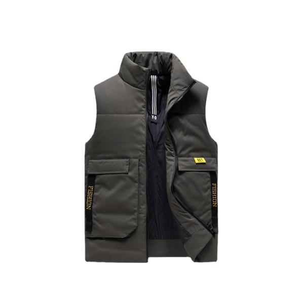 Men's Thickened Cotton Vest with Jacquard Pattern Regular Length No Hooded Winter 2024