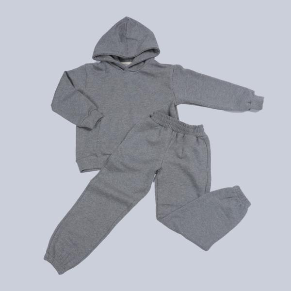 Long Sleeve French Terry Crew Neck Sweatsuit 2PCS Set Sweatshirts Hoodies Pullover For Adult Kids