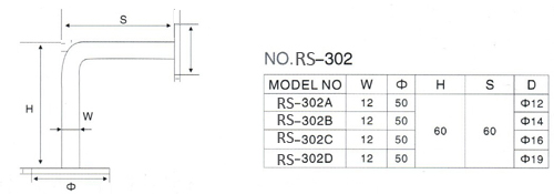 Stainless steel Handrail bracket RS302 wall to rail, finishing satin or mirror, material stainless steel304