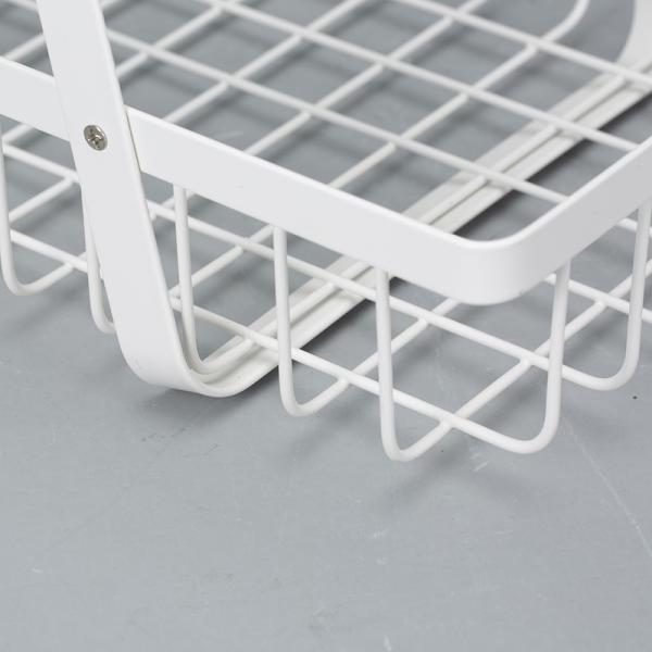 Countertop Wood Handle Iron 2 Tier Wire Fruit Basket For Kitchen Organization