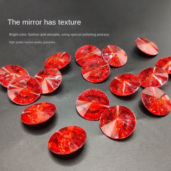 Modern-Style Red Acrylic Round Resin Button Flat Back Crystal Decorative for Kitchen Bathroom Dining and Living Room