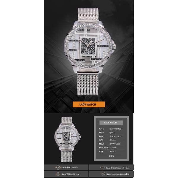 5ATM Waterproof Stainless Steel Quartz Wrist Watch 10.4mm Thickness