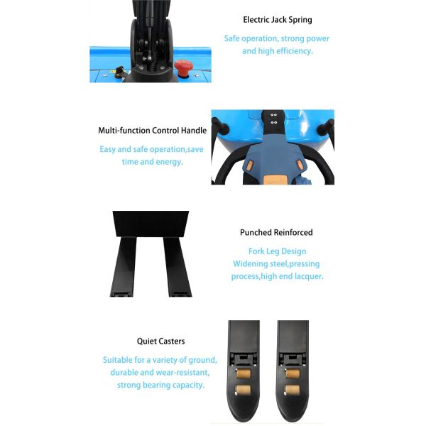 CE Certified Lithium Battery Electric Pallet Jack with 2000kg Load Capacity