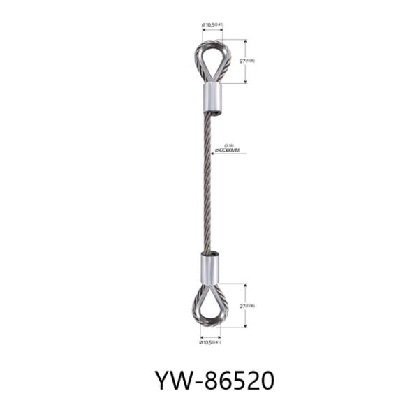 Двойная петля 4mm 304 подъемного стропа YW86520 веревочки веревочки провода нержавеющей стали оснащая