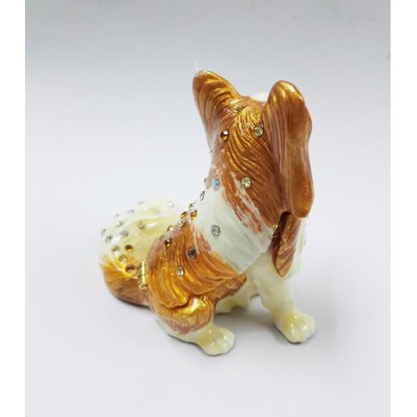 New product animal dog Metal Rhinestone Jewelry Box cheap trinket box