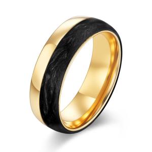 Inlay Technology Setting Gold Powder and Rose Gold Forged Carbon Fiber Wedding Bands Mens Bands for Party Occasion 2025
