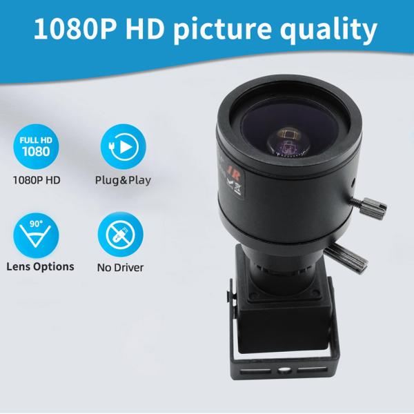 Mini USB 2.8-12mm Varifocal Lens Camera 1080p HD 2MP Manual Zoom for Android
