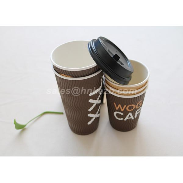 Large Capacity 22 Oz Disposable Ripple Paper Cups For Coffee / Tea With Lid And Sleeve