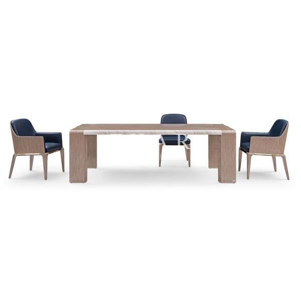Contemporary Luxury High Gloss Veneer 6 Seater Wooden Dining Table