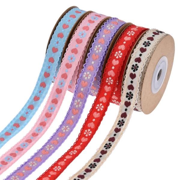 Jacquard 12mm Floral Wired Ribbon ISO14001 Vintage Floral Ribbon