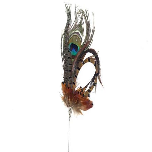 染色したスーツ装飾 パウンの羽帽子ピン アクセサリー 5x10 Cm