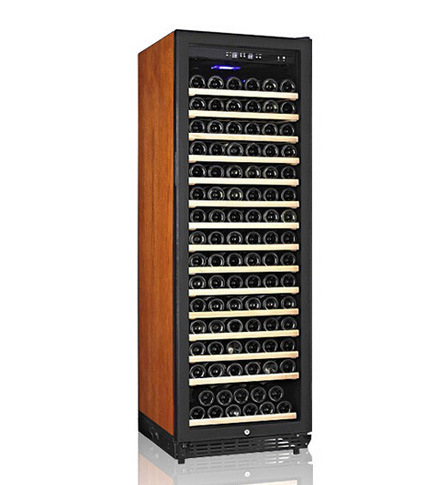 Smart Digital Temperature Control Lockable Dual Glass Door Wood Wine Cooler Cabinet with Less than 42 dB Noise