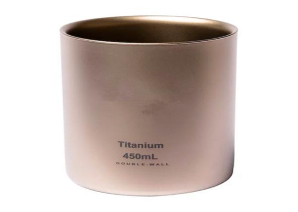 450ml Capacity Double Wall Utdoor Coffee Mugs Pure Titanium Natural Color