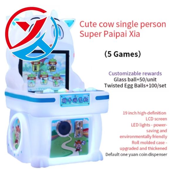 Cute Cow Single Person Coin Operated Video Game Machine Coin Acceptor Game Machine
